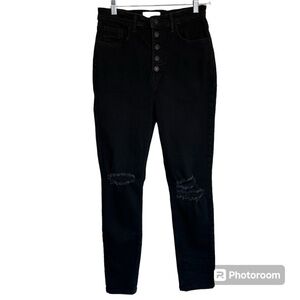 We the Free Button Fly High Rise Distressed Black Jeans Size 31